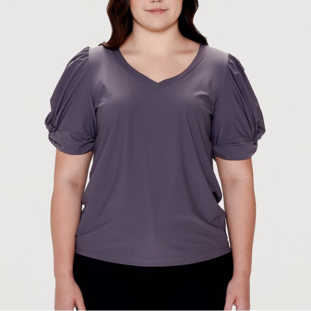 Cotidie Annie Twist Knot Puff Sleeve Top 3X